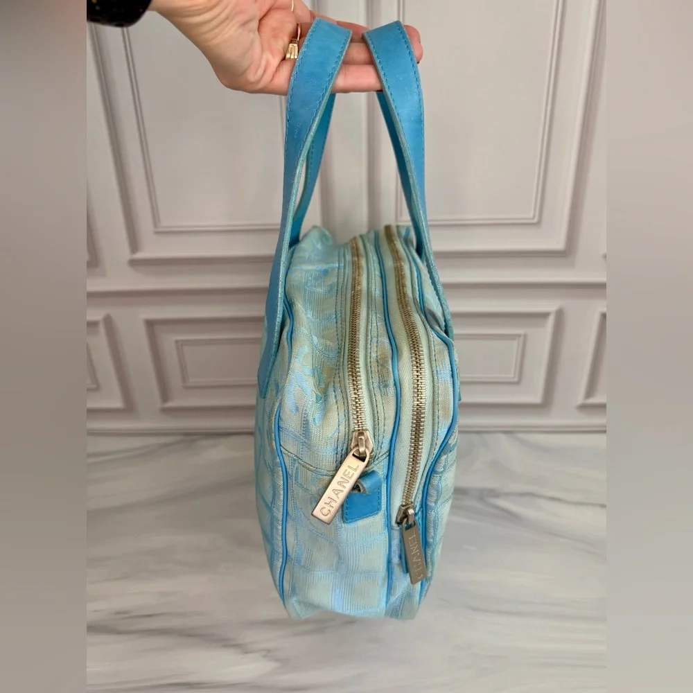 Chanel Light Blue Jacquard CC Shoulder Bag | Vintage Y2K